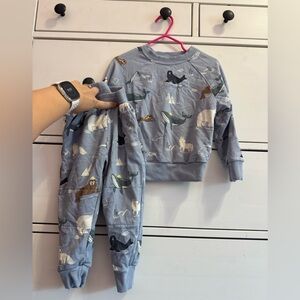 Little Sleepies Two-Piece Arctic Friends Sweatshirt & Joggers Set - Light Blue